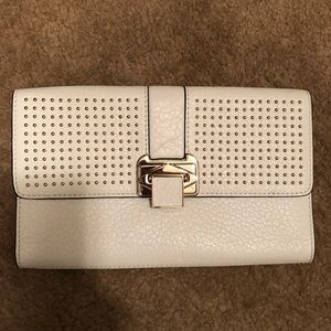 Rebecca Minkoff Coco studded white leather clutch